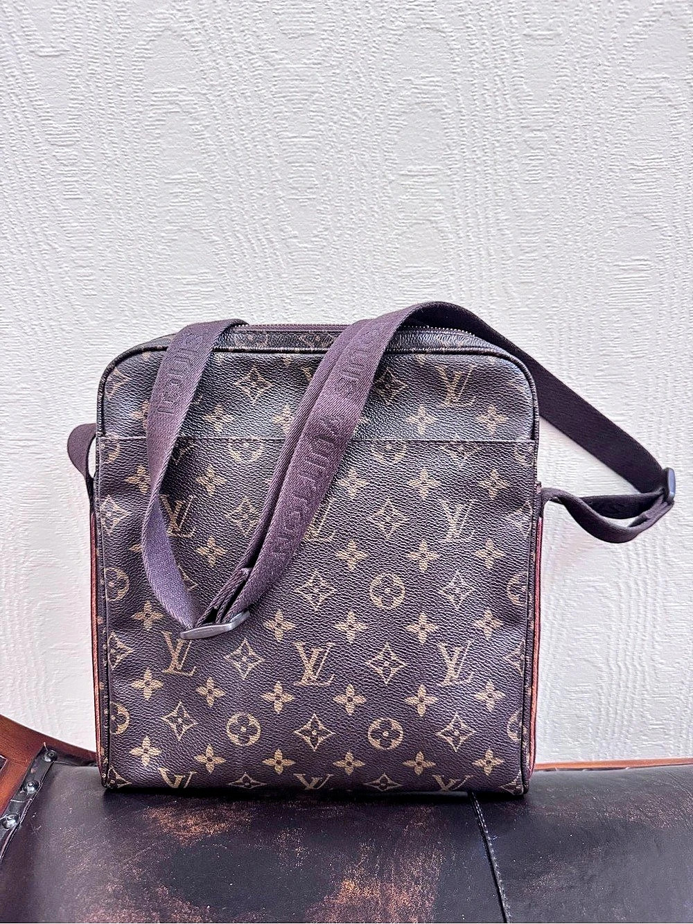 Louis Vuitton Pochette Document Monogram Crossbody Brown